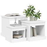 Tables basses 3 pcs blanc bois d'ingénierie