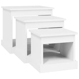 Tables basses 3 pcs blanc bois d'ingénierie