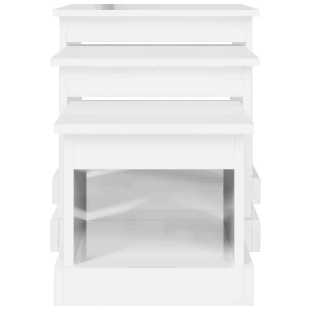 Tables basses 3 pcs blanc brillant bois d'ingénierie