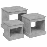 Tables basses 3 pcs gris béton bois d'ingénierie