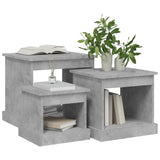 Tables basses 3 pcs gris béton bois d'ingénierie