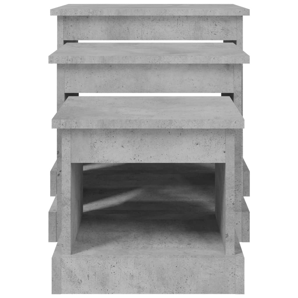 Tables basses 3 pcs gris béton bois d'ingénierie