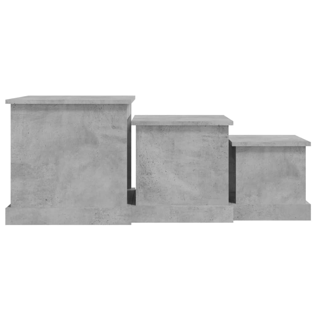 Tables basses 3 pcs gris béton bois d'ingénierie