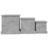 Tables basses 3 pcs gris béton bois d'ingénierie