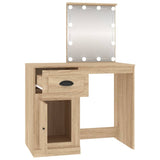 Coiffeuse avec LED chêne sonoma 90x50x132,5cm bois d'ingénierie