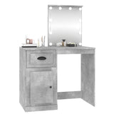 Dressing table with LED concrete gray 90x50x132.5 cm engineered wood