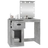 Dressing table with LED concrete gray 90x50x132.5 cm engineered wood