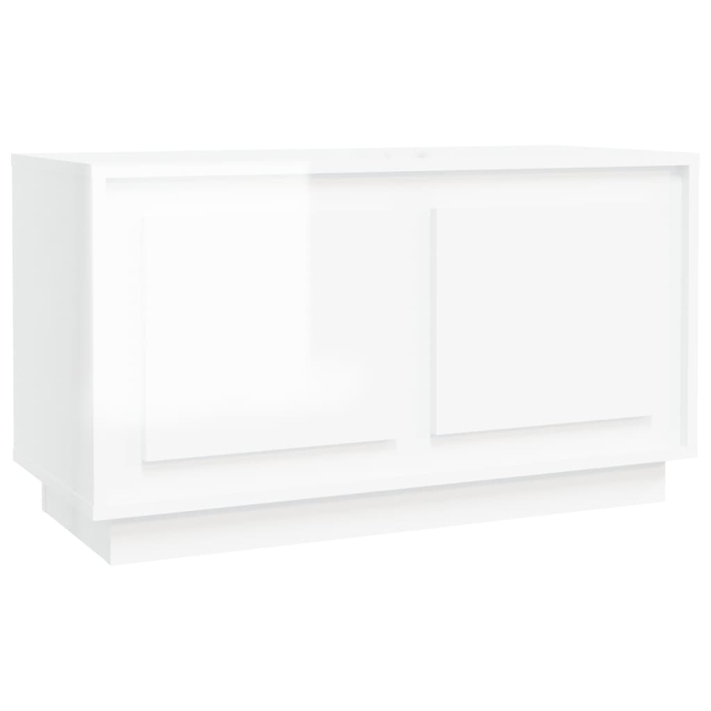 Meuble TV blanc brillant 80x35x45 cm bois d'ingénierie