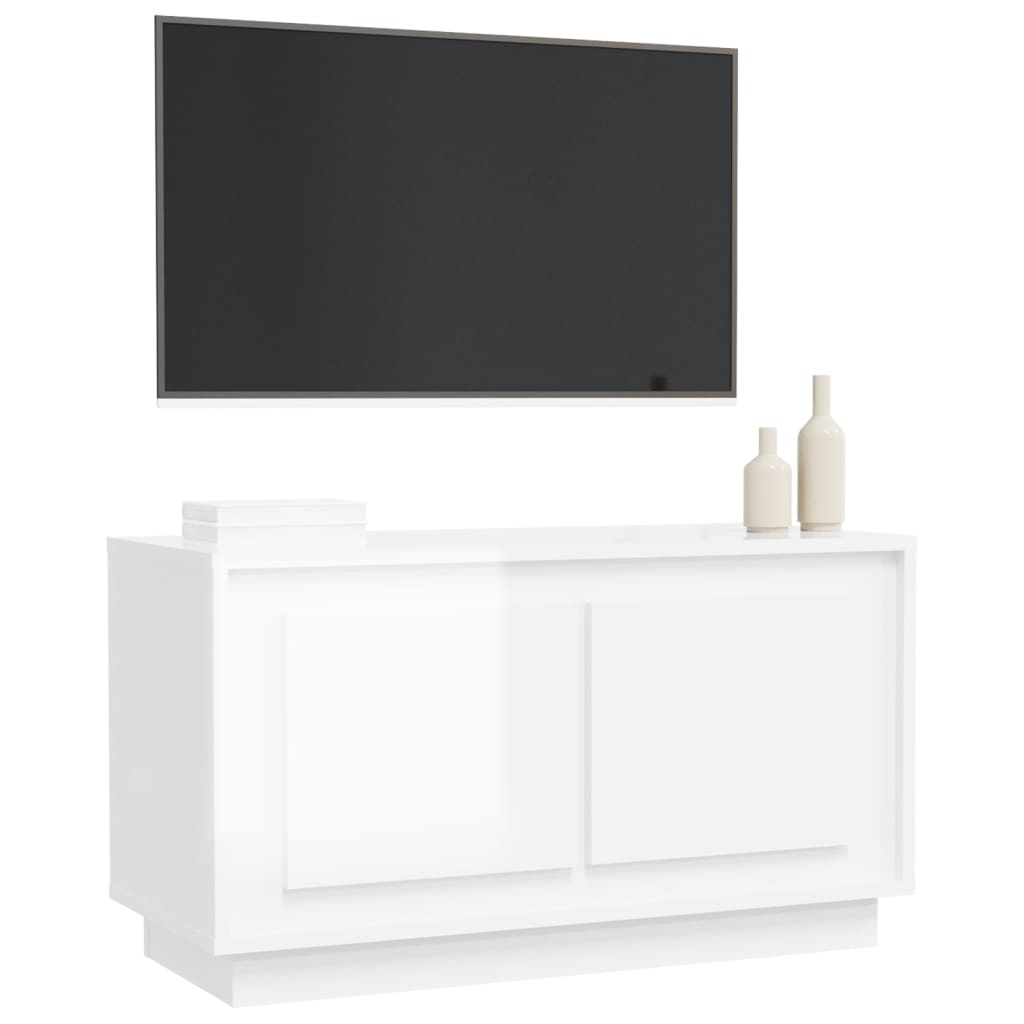 Meuble TV blanc brillant 80x35x45 cm bois d'ingénierie