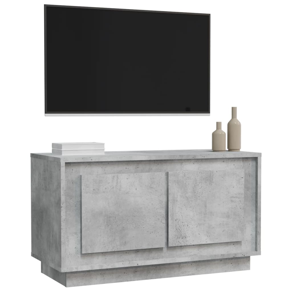 Meuble TV gris béton 80x35x45 cm bois d'ingénierie