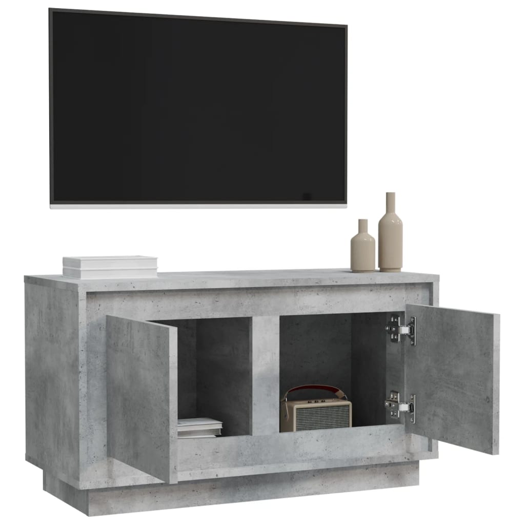 Meuble TV gris béton 80x35x45 cm bois d'ingénierie