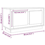 Meuble TV gris béton 80x35x45 cm bois d'ingénierie