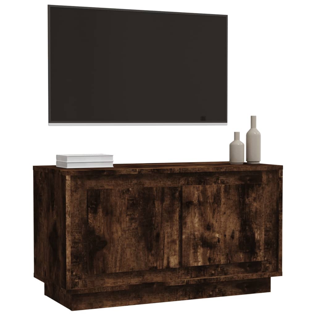 Meuble TV chêne fumé 80x35x45 cm bois d'ingénierie