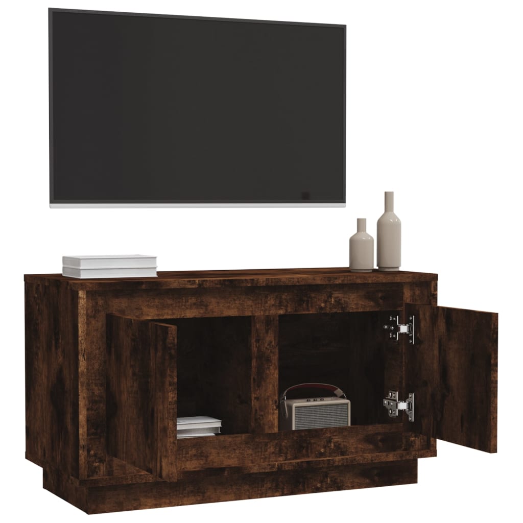 Meuble TV chêne fumé 80x35x45 cm bois d'ingénierie