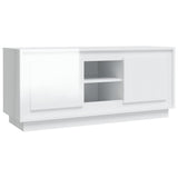 Meuble TV blanc brillant 102x35x45 cm bois d'ingénierie