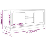 Meuble TV blanc brillant 102x35x45 cm bois d'ingénierie