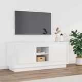 TV cabinet white gloss 102x35x45 cm engineered wood