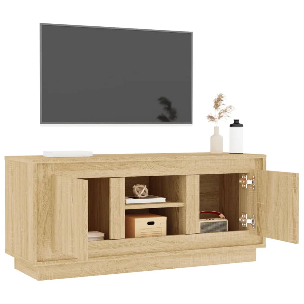 Meuble TV chêne sonoma 102x35x45 cm bois d'ingénierie