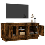 Meuble TV chêne fumé 102x35x45 cm bois d'ingénierie