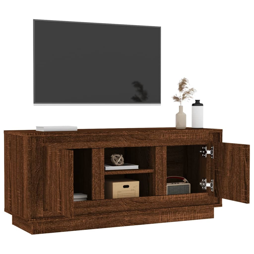 Meuble TV chêne marron 102x35x45 cm bois d'ingénierie