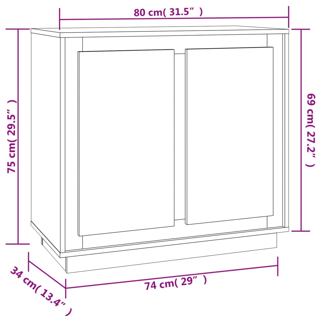 Concrete gray sideboard 80x34x75 cm engineered wood