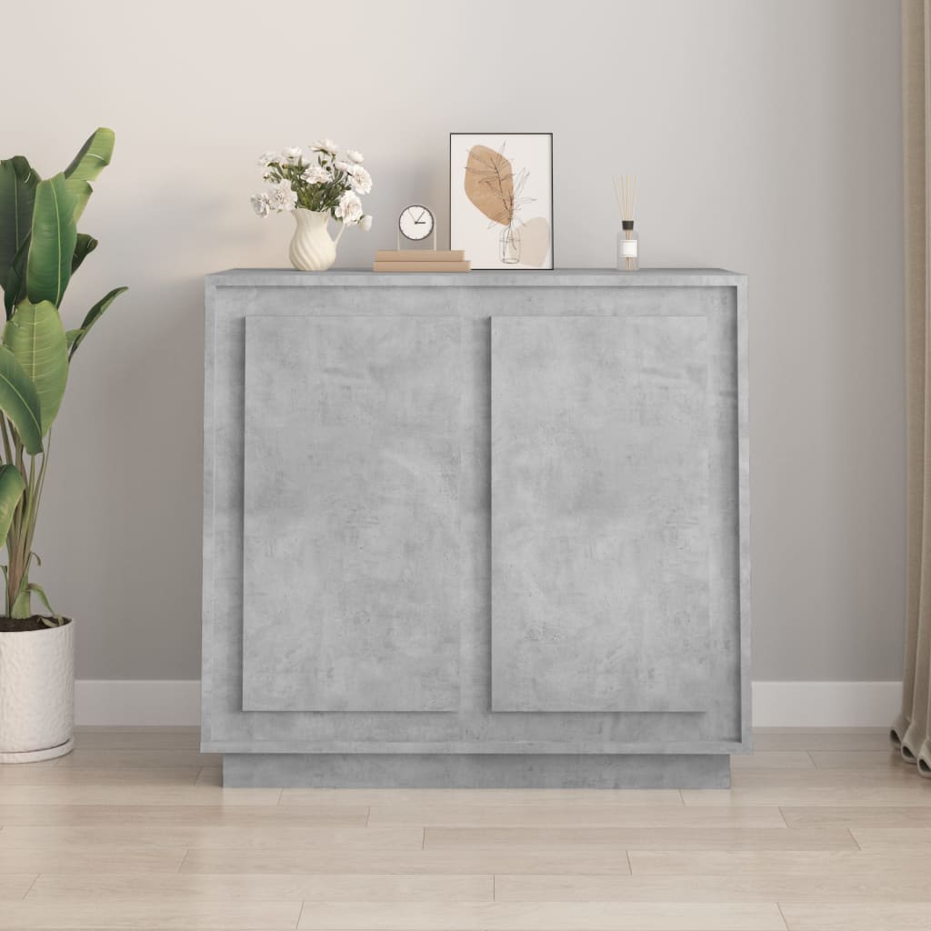 Concrete gray sideboard 80x34x75 cm engineered wood