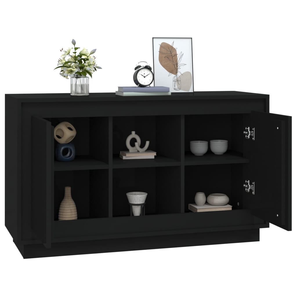 Buffet Noir 102x35x60 cm bois d'ingénierie