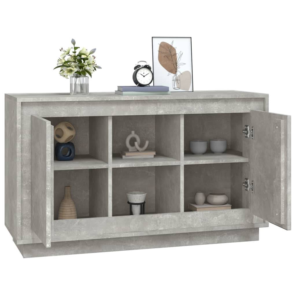 Buffet gris béton 102x35x60 cm bois d'ingénierie