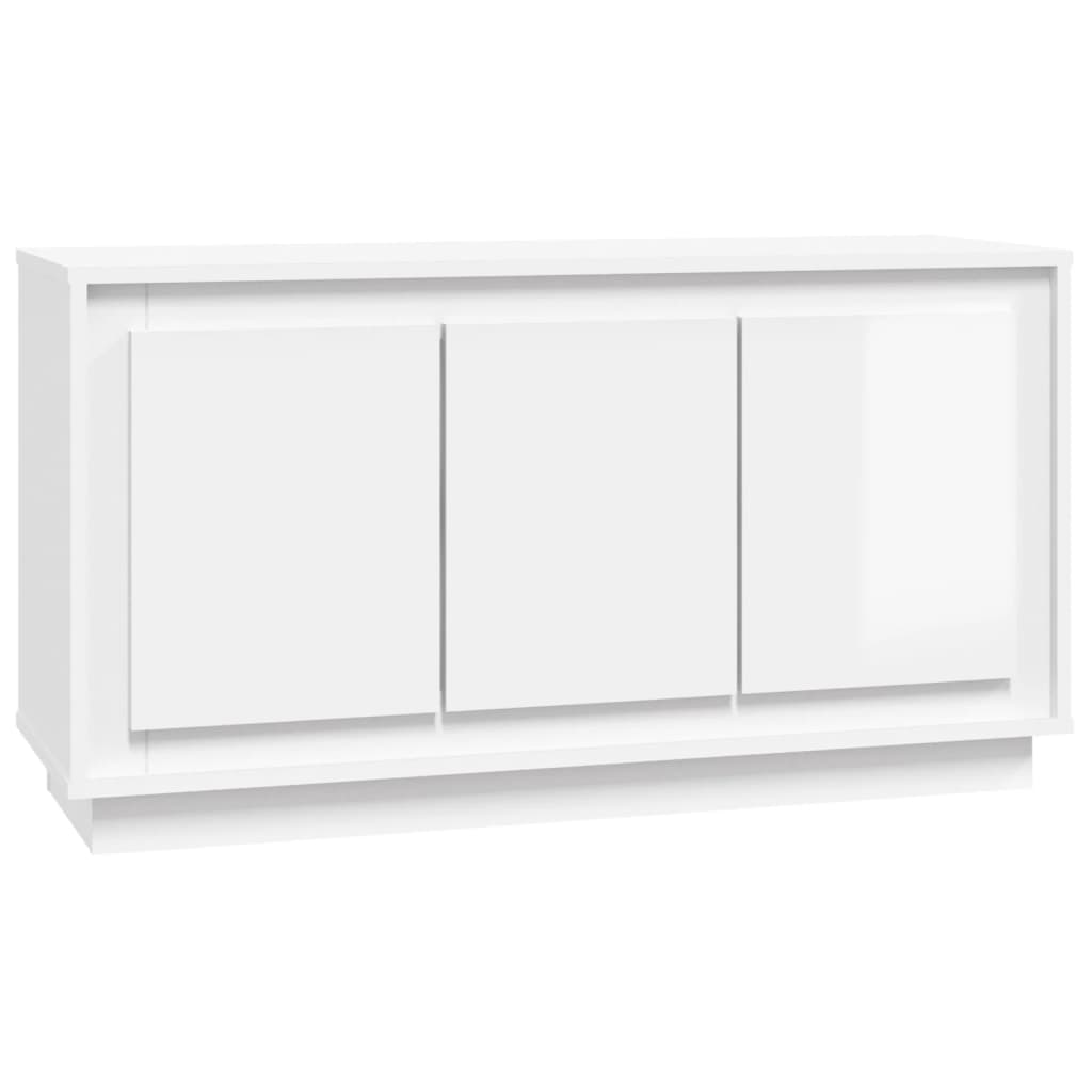 Buffet blanc brillant 102x35x55 cm bois d'ingénierie