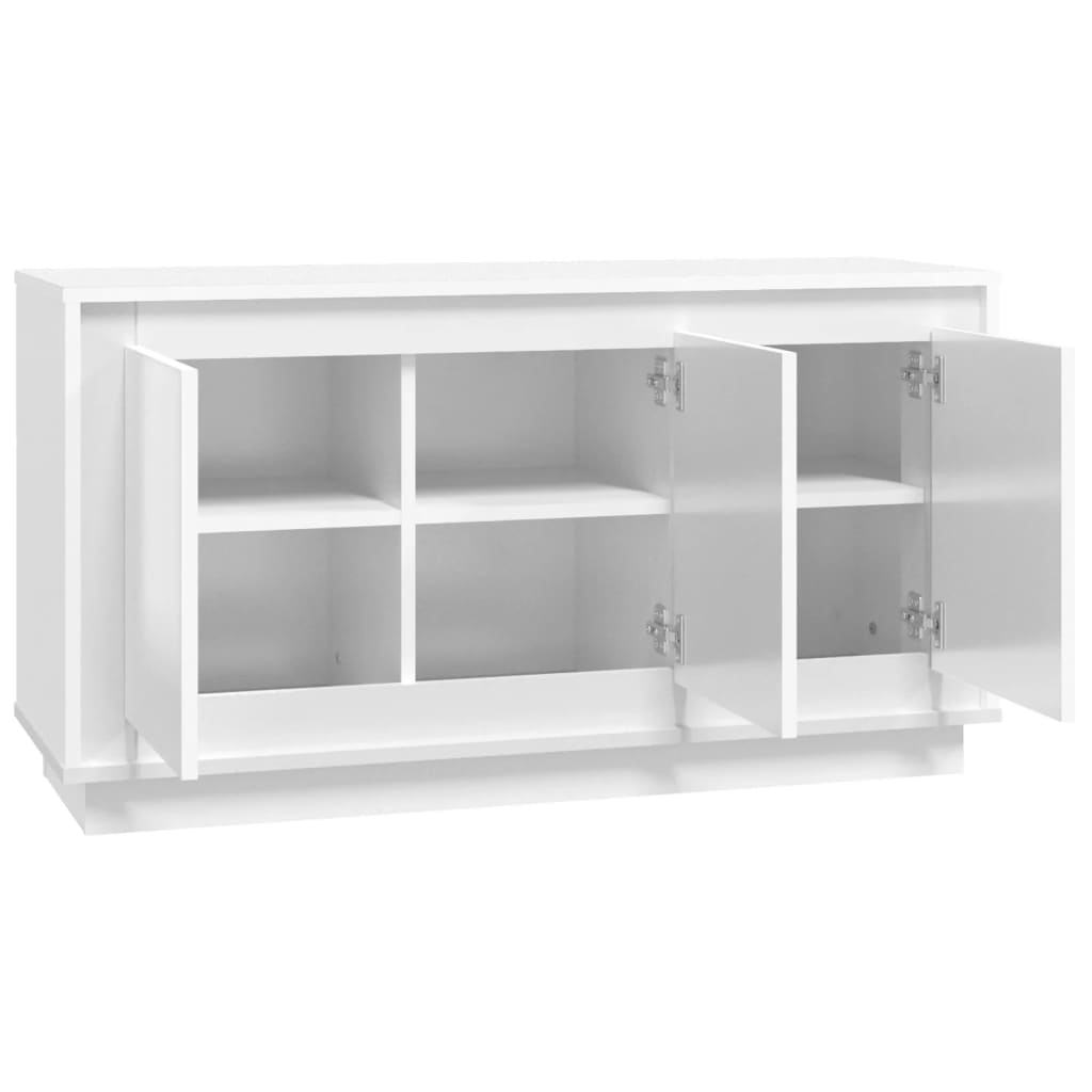 Buffet blanc brillant 102x35x55 cm bois d'ingénierie