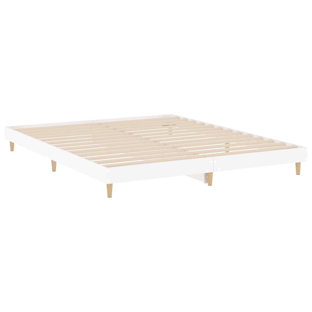 Cadre de lit sans matelas blanc 200x200 cm bois d'ingénierie