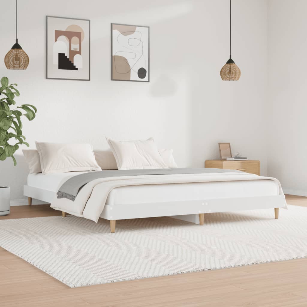 Cadre de lit sans matelas blanc 200x200 cm bois d'ingénierie