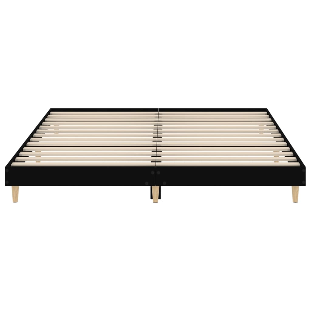 Cadre de lit sans matelas noir 200x200 cm bois d'ingénierie