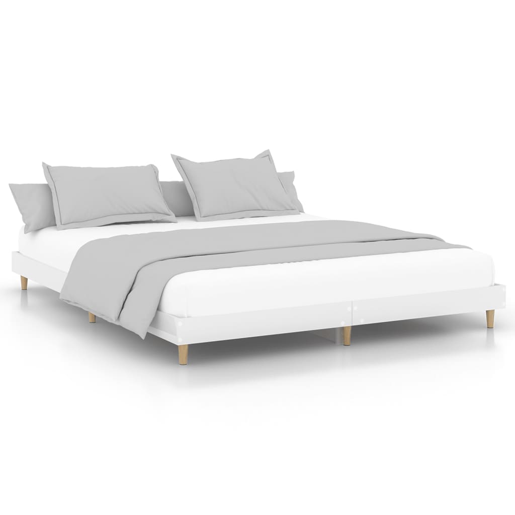 Bed frame without mattress glossy white 200x200 cm