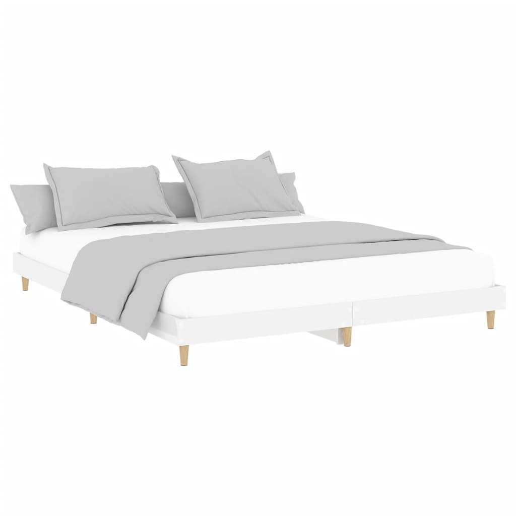 Cadre de lit sans matelas blanc brillant 200x200 cm