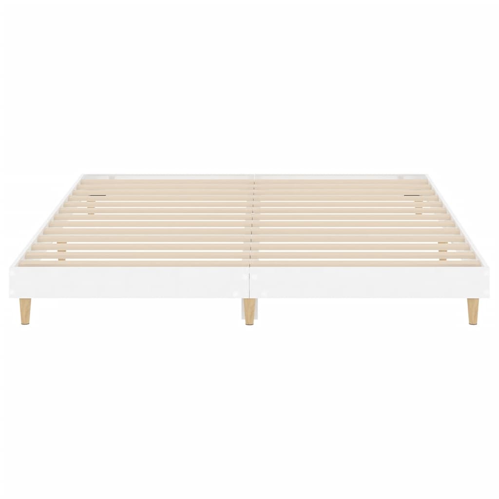 Bed frame without mattress glossy white 200x200 cm