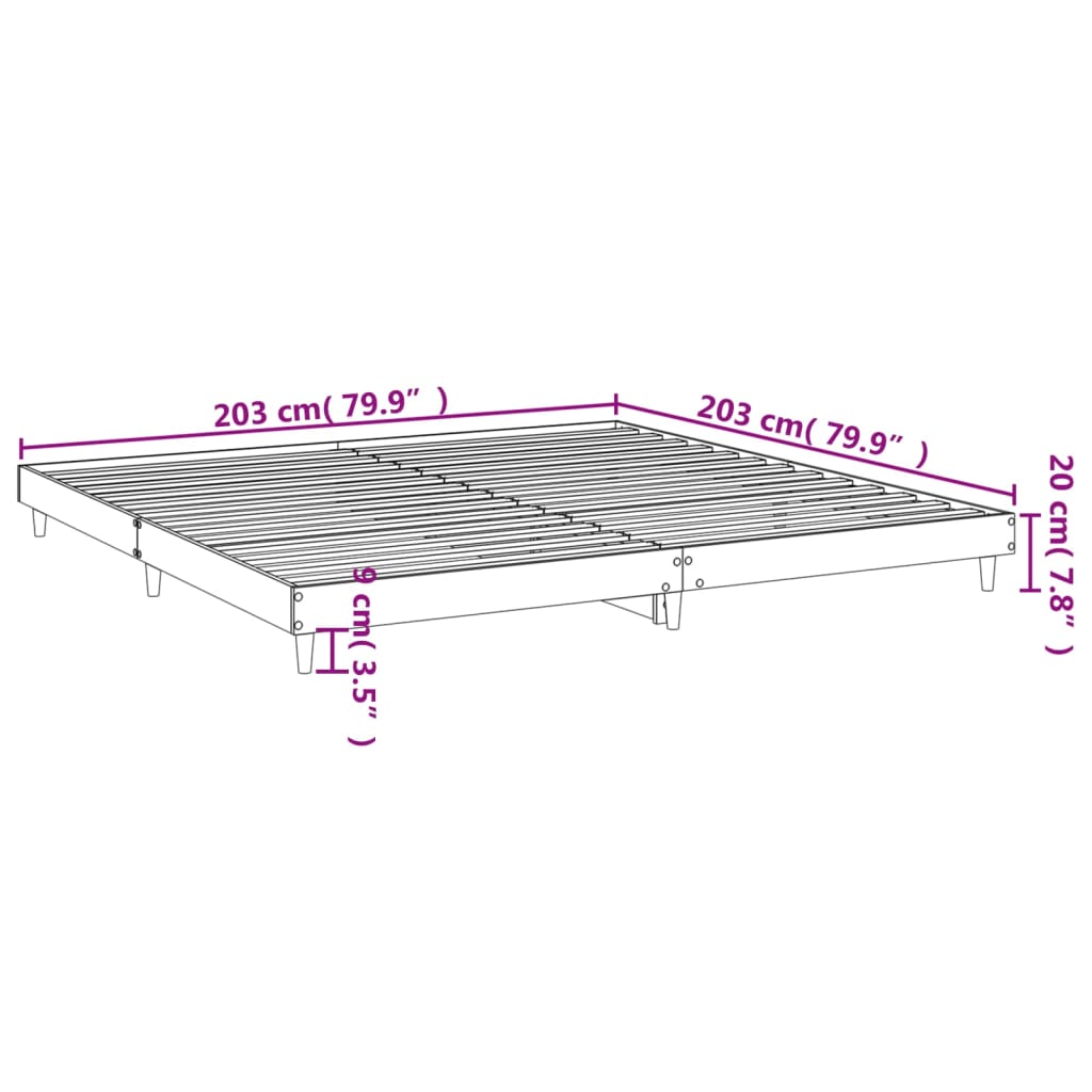 Cadre de lit sans matelas blanc brillant 200x200 cm