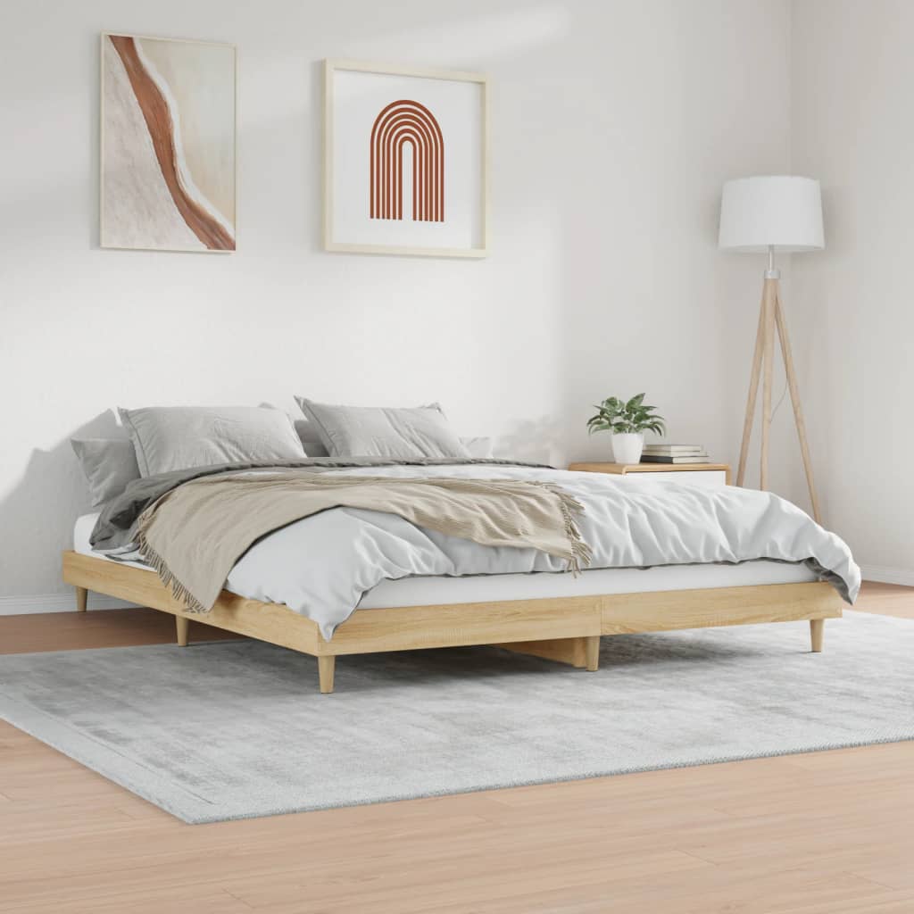 Cadre de lit sans matelas chêne sonoma 200x200 cm