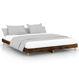 Bed frame without mattress smoked oak 200x200 cm engineered wood