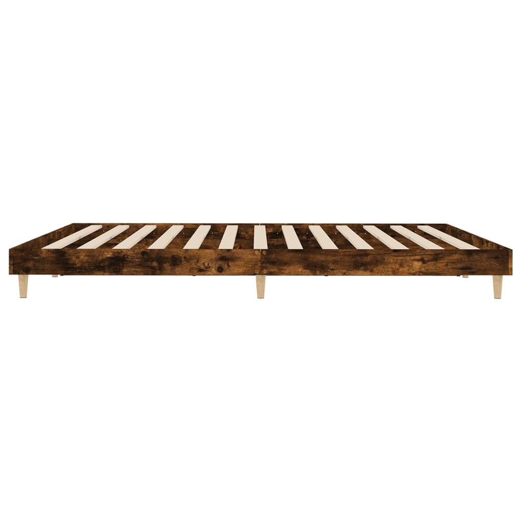 Bed frame without mattress smoked oak 200x200 cm engineered wood