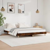 Bed frame without mattress smoked oak 200x200 cm engineered wood