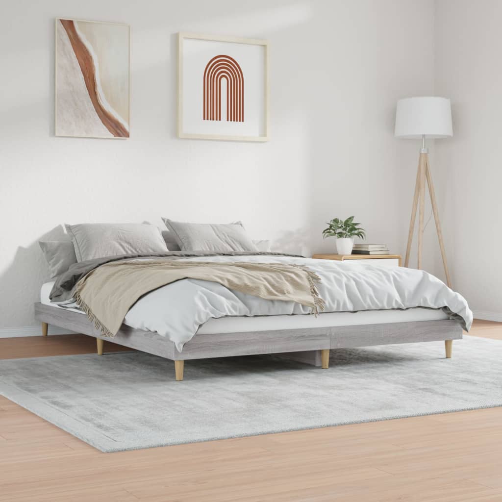 Bed frame without mattress sonoma gray 200x200 cm