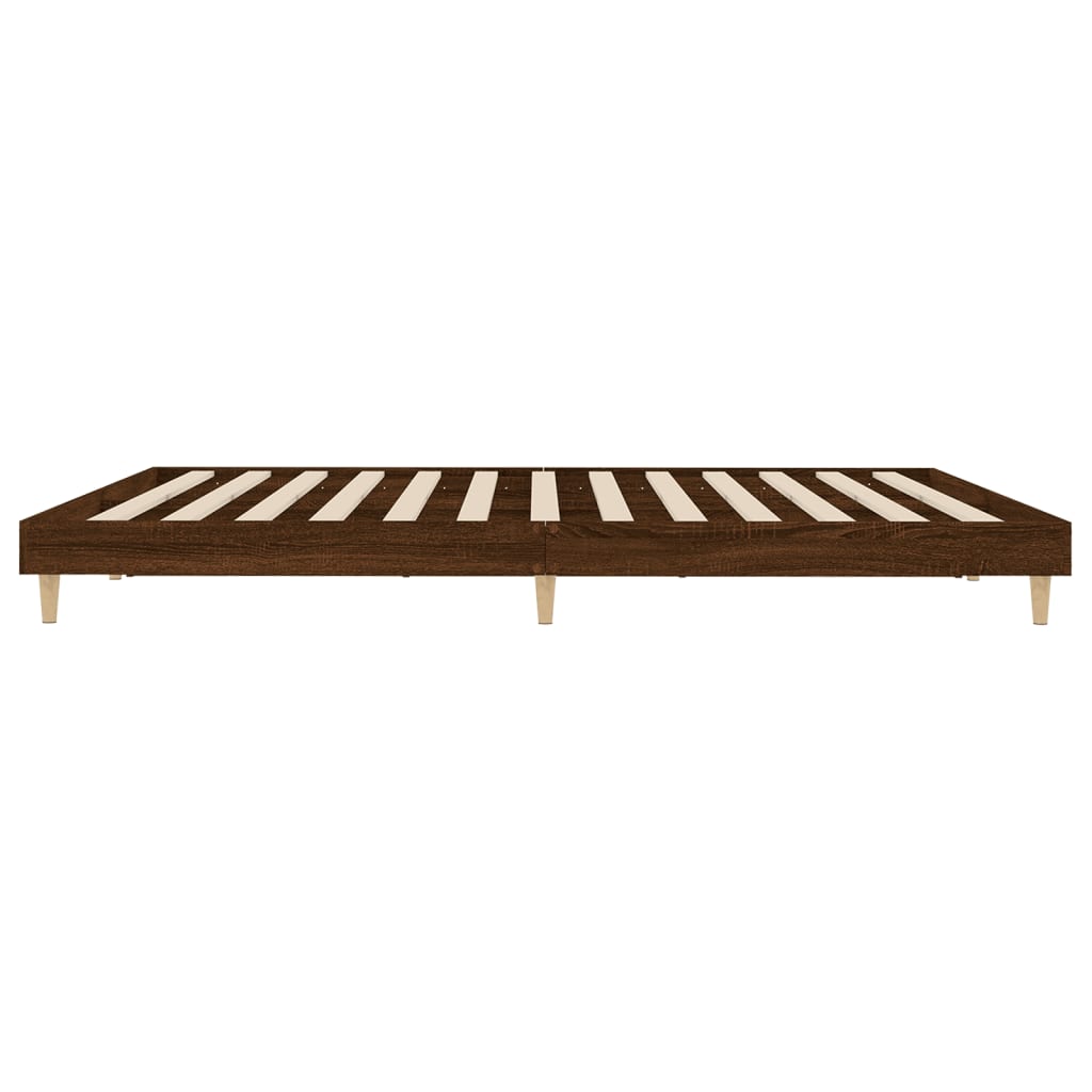 Bed frame without mattress brown oak 200x200 cm