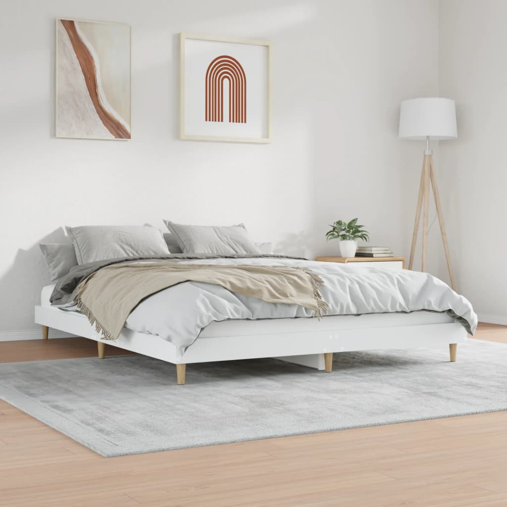 Cadre de lit sans matelas blanc 180x200 cm bois d'ingénierie