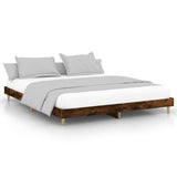 Bed frame without mattress smoked oak 160x200 cm engineered wood