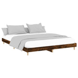 Bed frame without mattress smoked oak 160x200 cm engineered wood