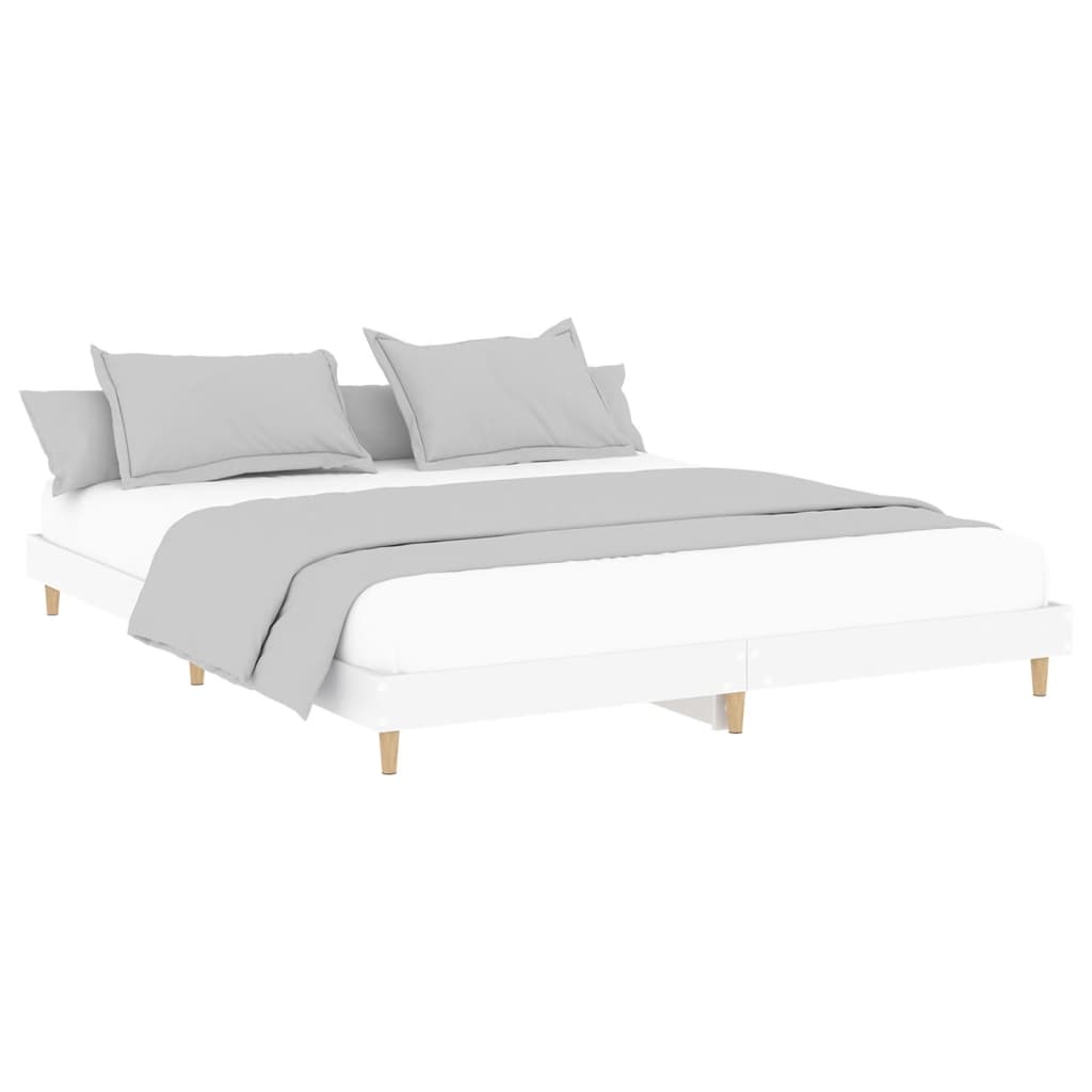 Bed frame without mattress white 150x200 cm engineered wood