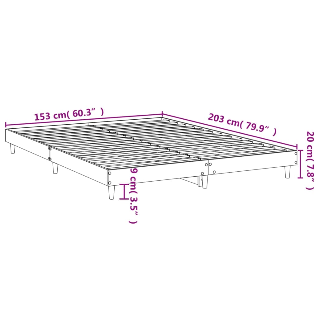 Bed frame without mattress white 150x200 cm engineered wood