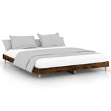 Cadre de lit sans matelas chêne fumé 150x200 cm bois ingénierie