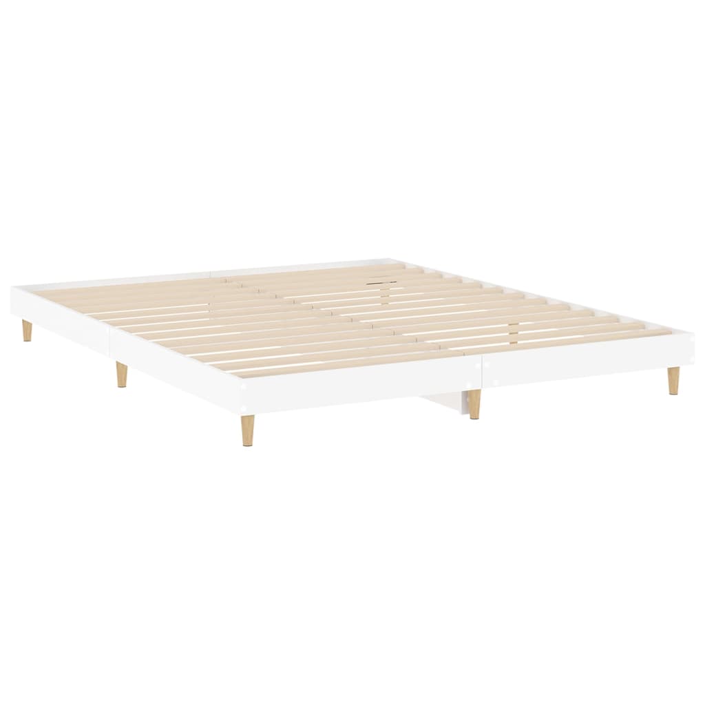 Bed frame without mattress white 140x200 cm engineered wood